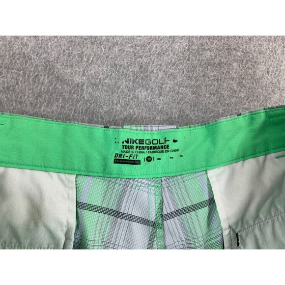 Nike Tour Performance Plaid‎ Dri Fit Golf Shorts (Men's 38) Green - Picture 3 of 11